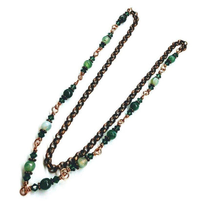 24 Inches Emerald Agate Striped Gemstone Wire Wrapped Necklace